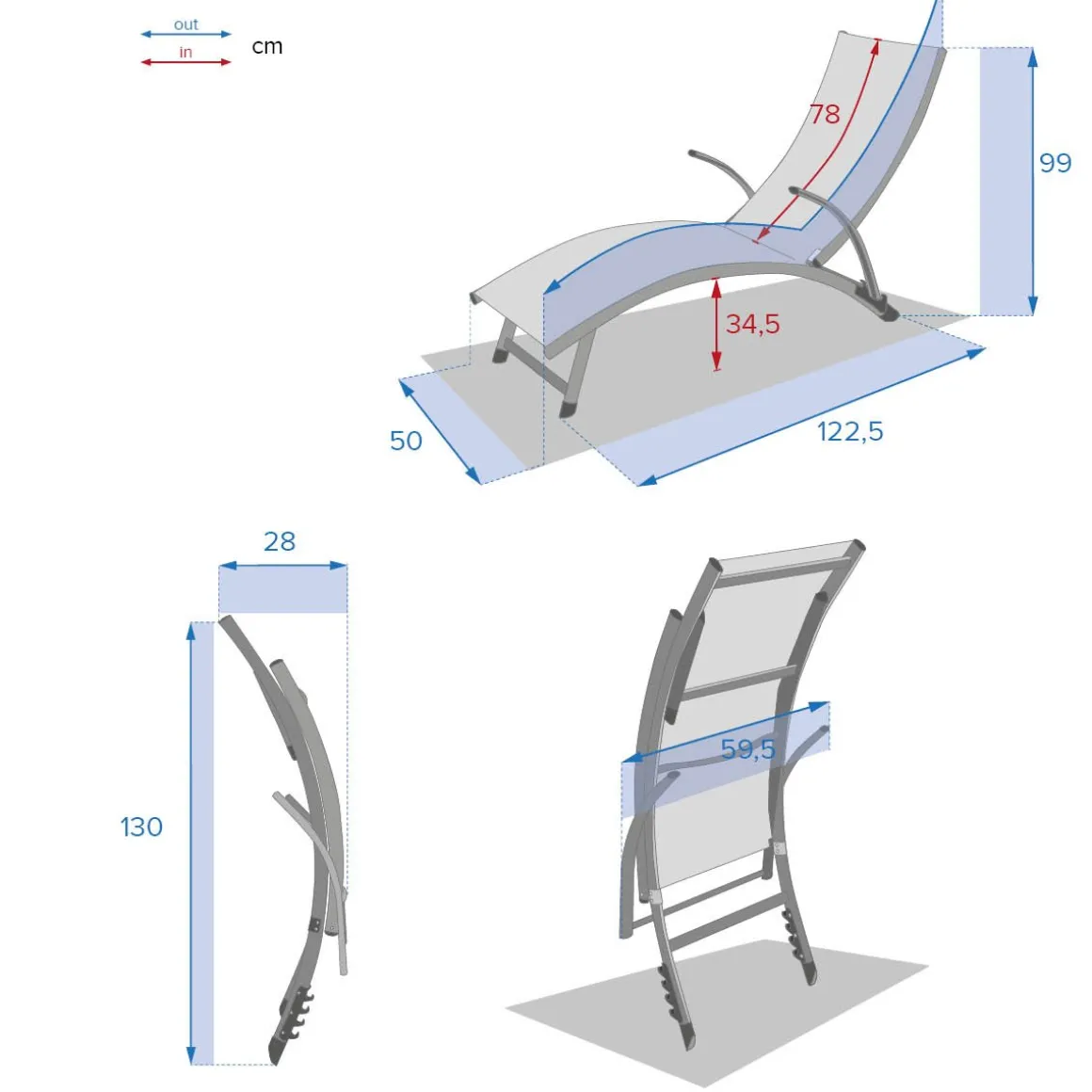 Espreguiçadeira SAMBA cinza antracite e graphite