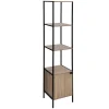 Estante ALIAJ castanho com prateleiras e porta 176x35cm
