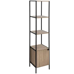 Estante ALIAJ castanho com prateleiras e porta 176x35cm