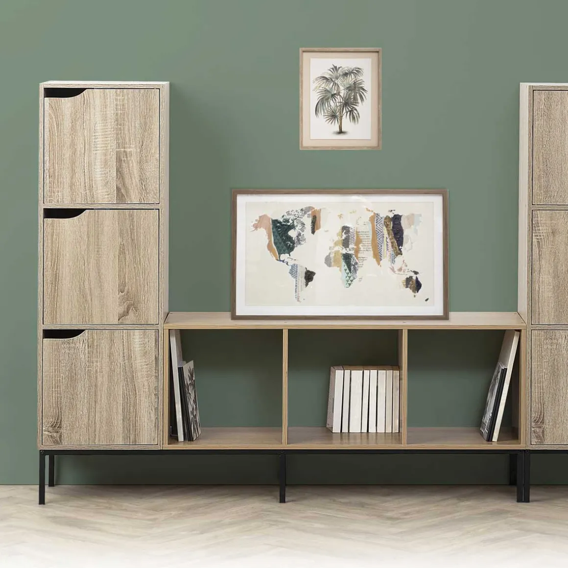 Estante castanha MIX modul com 3 portas