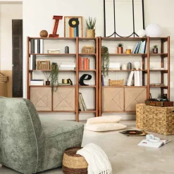 Estante com 2 portas APALA castanha em madeira acácia