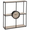 Estante com relógio em metal e mdf