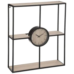 Estante com relógio em metal e mdf