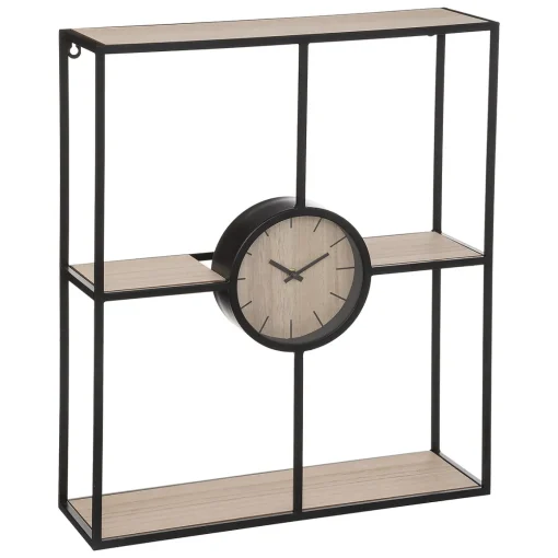 Estante com relógio em metal e mdf