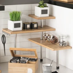 Estante de bancada de cozinha em bambu