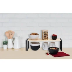 Estante de cozinha para bancada em madeira