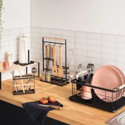 Estante de cozinha para bancada em madeira
