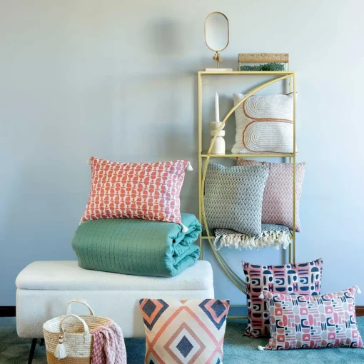 Estante dourada em metal DOLCE RIVIERA com 4 prateleiras