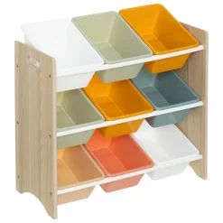 Estante em mdf de 3 níveis com 9 cestos