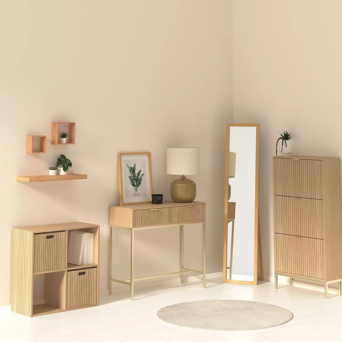 Estante MIX TASSO com 4 módulos castanha em mdf