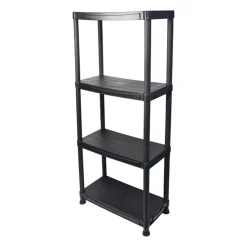 Estante preta com 4 prateleiras