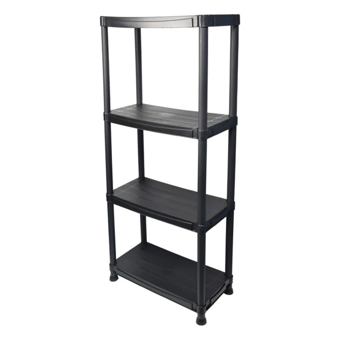 Estante preta com 4 prateleiras