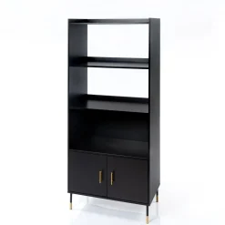 Estante TEDY preta em mdf e metal 170cm