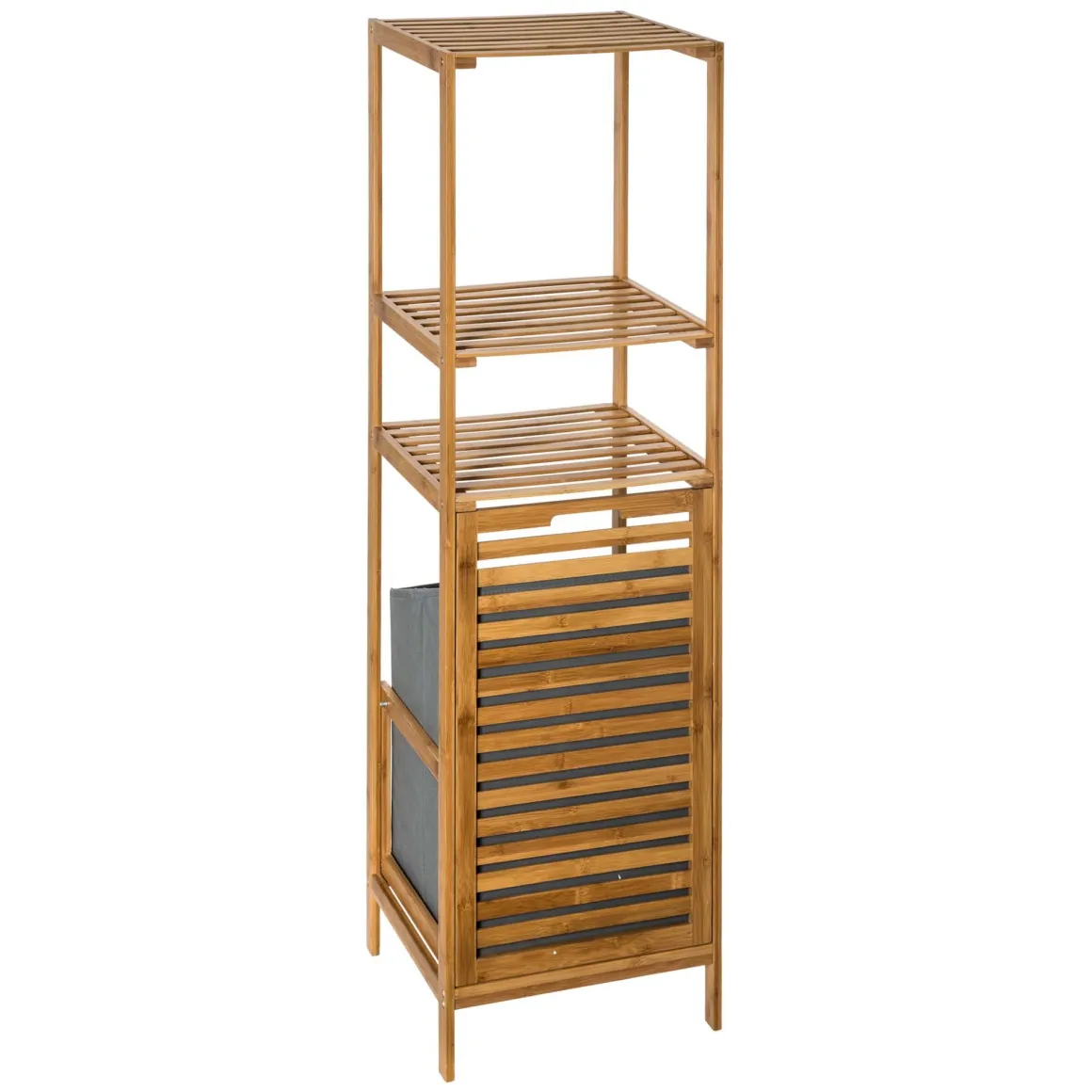 Estante wc bambu com cesto para roupa