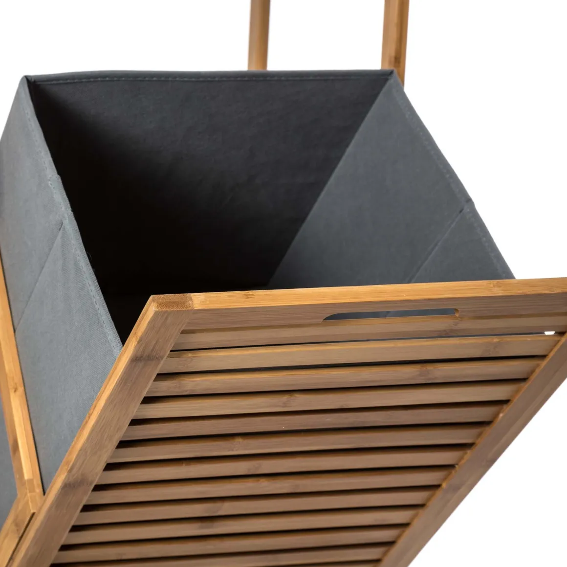 Estante wc bambu com cesto para roupa