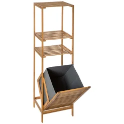 Estante wc bambu com cesto para roupa