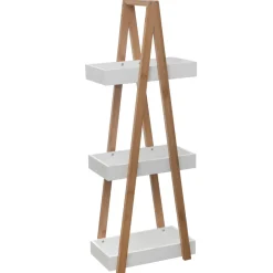 Estante wc branca em bambu com 3 níveis