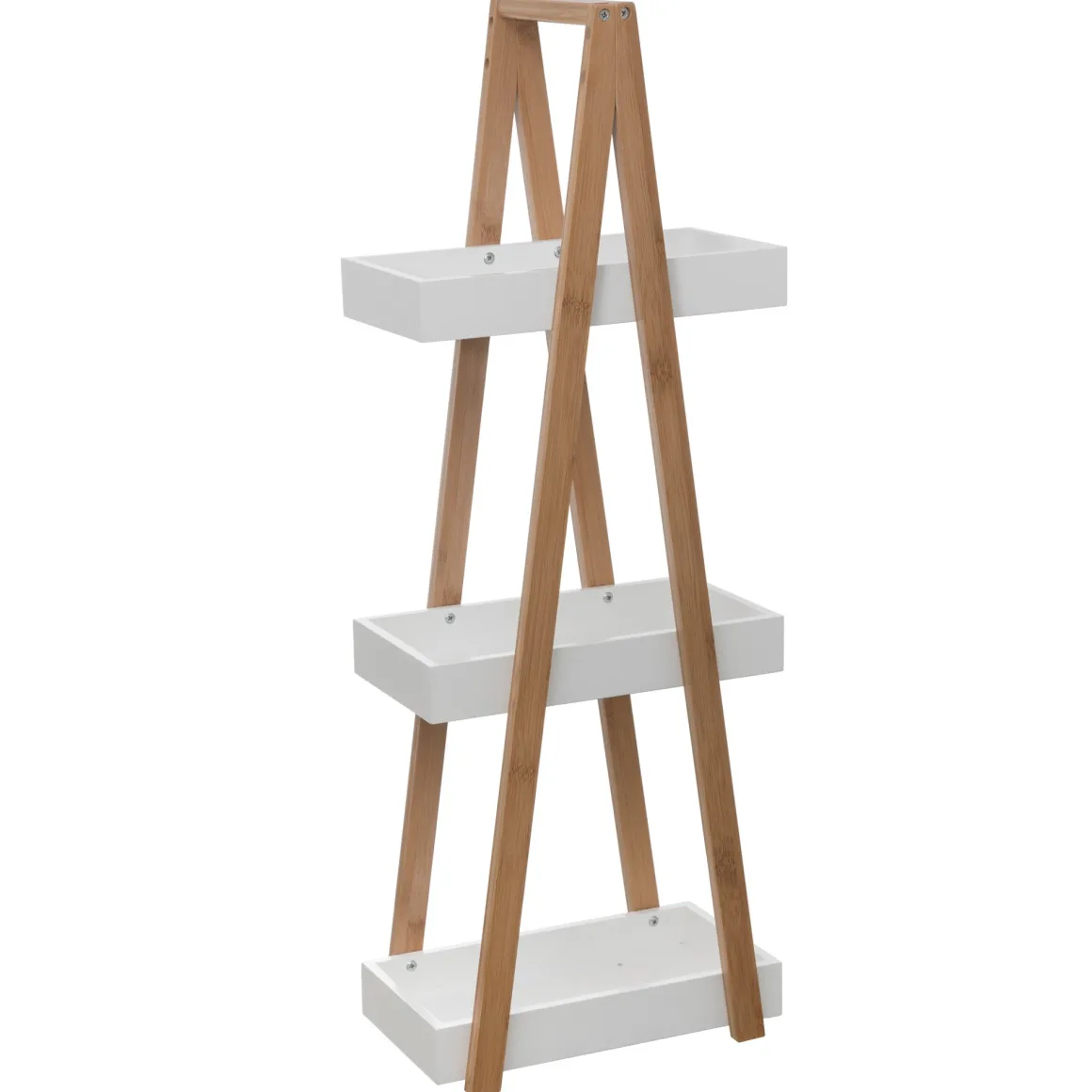 Estante wc branca em bambu com 3 níveis