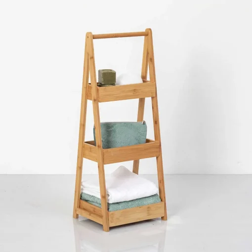 Estante wc com 3 níveis em bambu