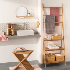 Estante wc de bambu para parede