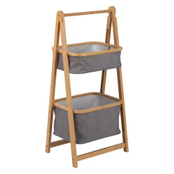 Estante wc em bambu com 2 cestos