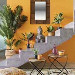 Estatueta buda cinza efeito madeira