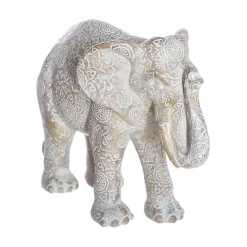 Estatueta decorativa elefante branco decorado