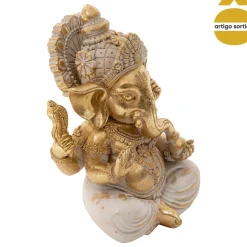 Estatueta decorativa GANESH SHANTI 13cm dourada