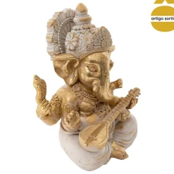 Estatueta decorativa GANESH SHANTI 13cm dourada