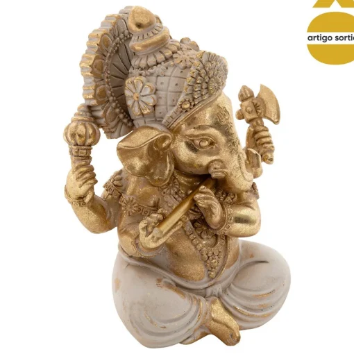 Estatueta decorativa GANESH SHANTI 13cm dourada