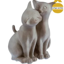 Estatueta gatos em resina