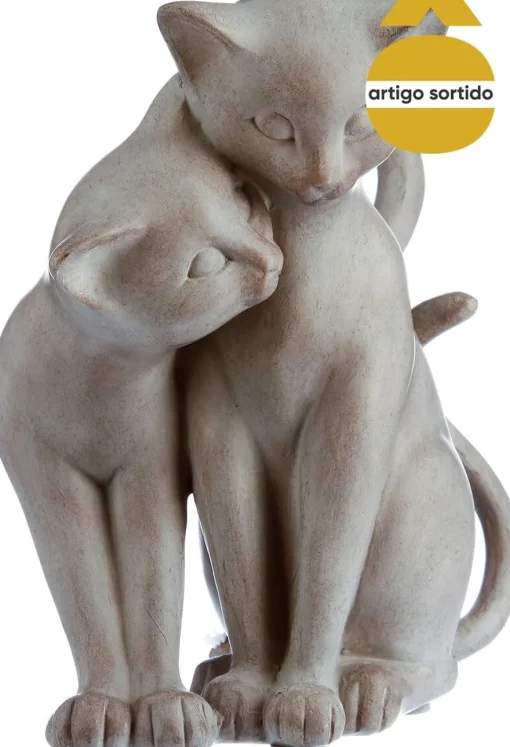 Estatueta gatos em resina