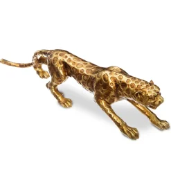Estatueta leopardo dourado 79cm