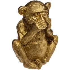 Estatueta macaco sábio mudo dourada