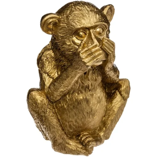Estatueta macaco sábio mudo dourada