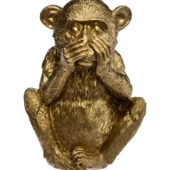Estatueta macaco sábio mudo dourada