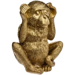 Estatueta macaco sábio surdo dourada