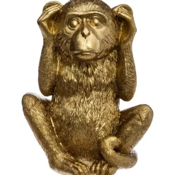 Estatueta macaco sábio surdo dourada