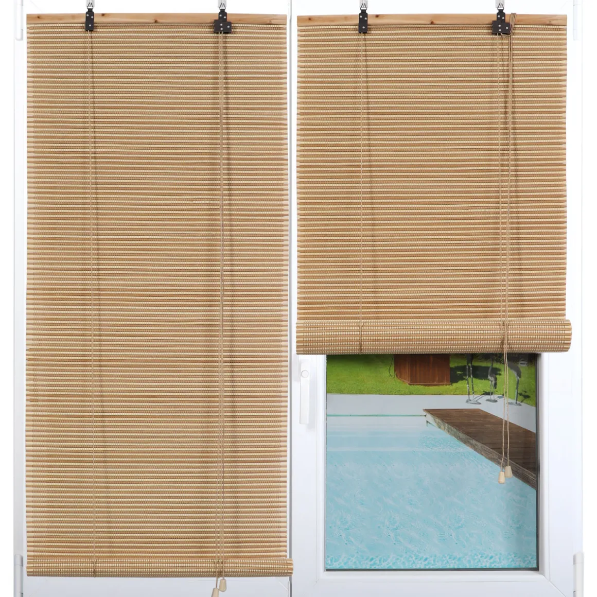 Estore rolo bege em bambu 90x180cm