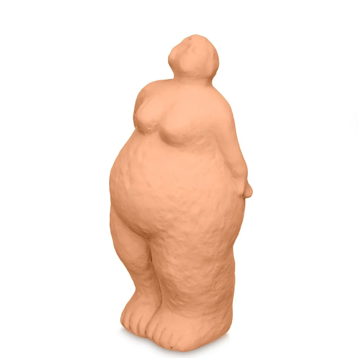 Estátua cor de tijolo em forma de mulher em cerâmica