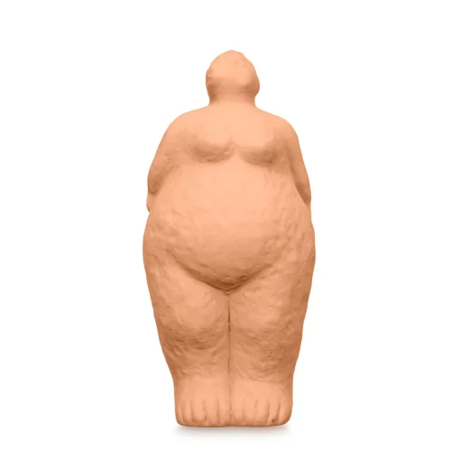 Estátua cor de tijolo em forma de mulher em cerâmica