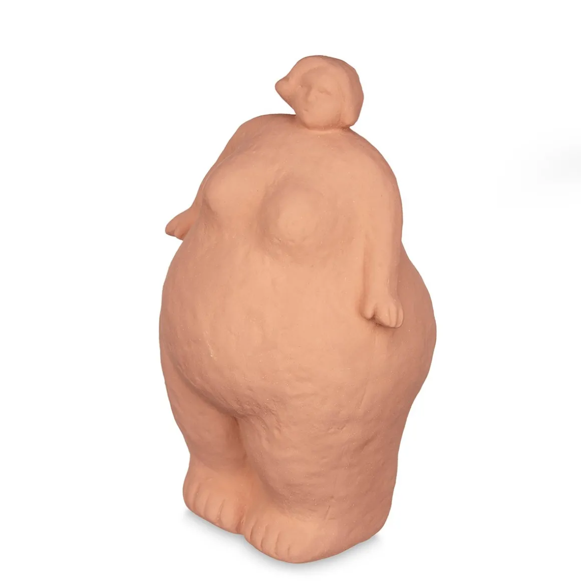 Estátua cor de tijolo em forma de mulher em cerâmica