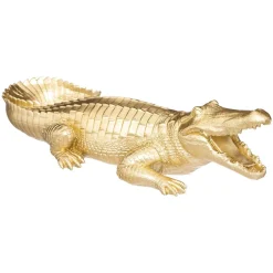 Estátua crocodilo dourado