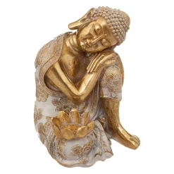 Estátua de buda atherya sentado em resina dourado