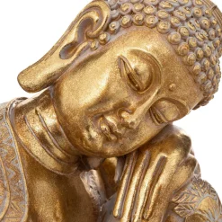 Estátua de buda atherya sentado em resina dourado
