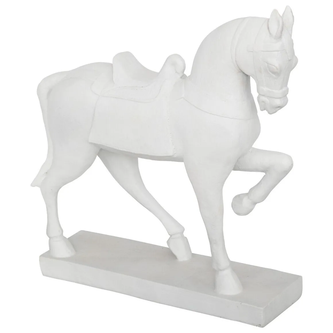 Estátua de cavalo branco em resina