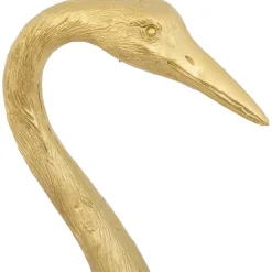 Estátua de garça dourada em resina 41cm