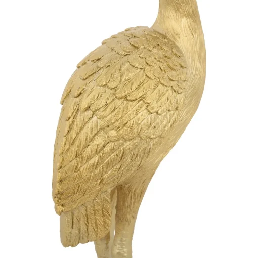 Estátua de garça dourada em resina 41cm