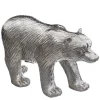 Estátua De Urso Prateado Em Resina