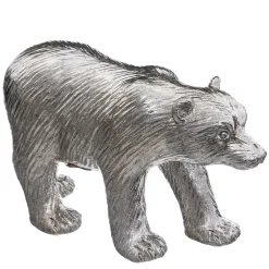 Estátua De Urso Prateado Em Resina